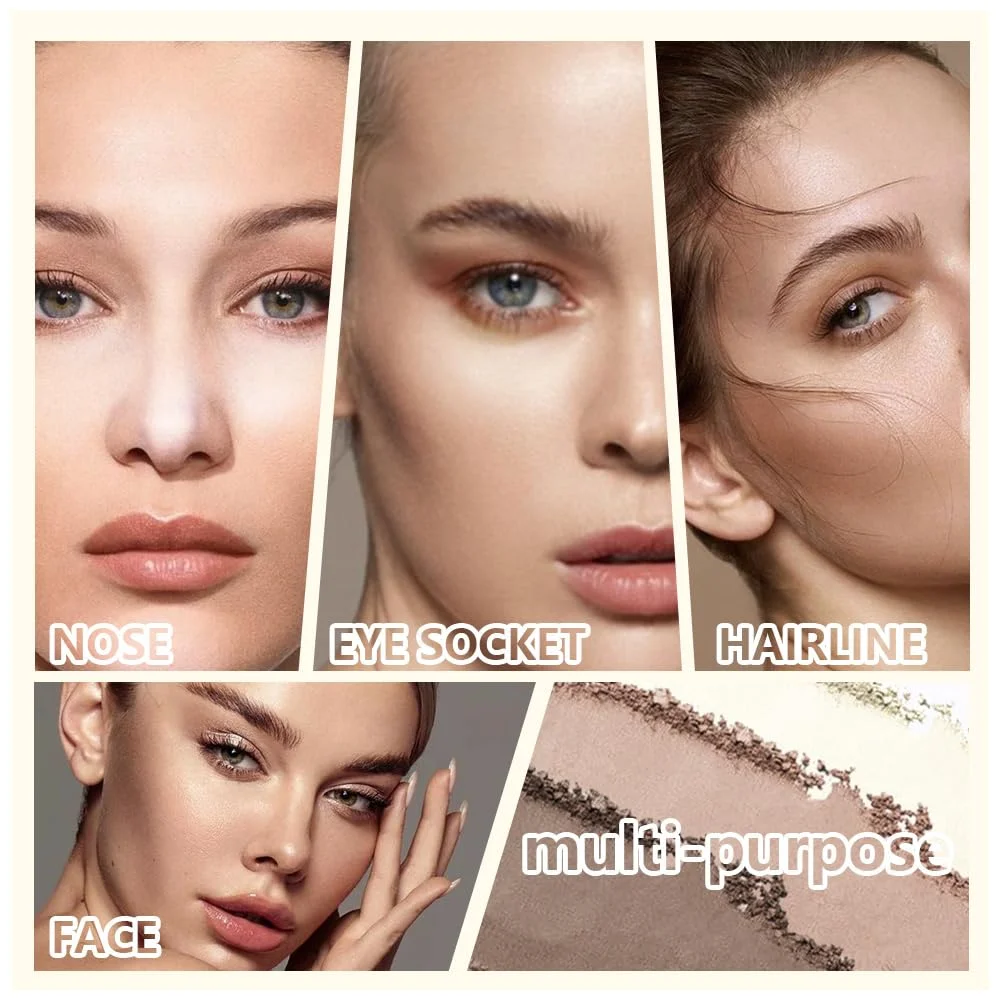 Highlight Contour Palette – 4-Color Glow & Conceal Multi-Look Makeup, Easy-Apply, Long-Lasting Waterproof for Xmas & Winter