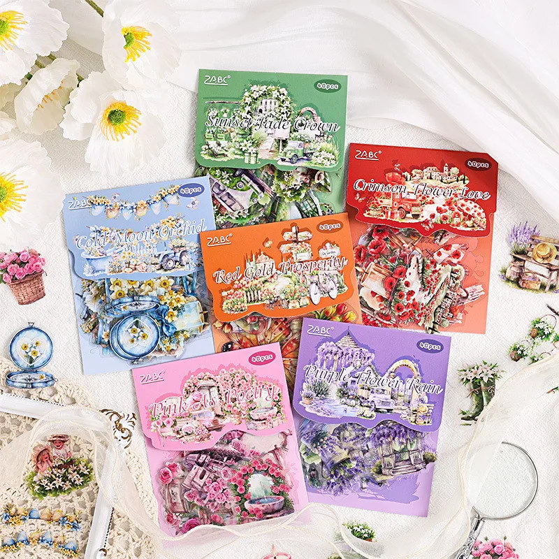 

Journamm 40pcs/pack PET Stickers Dream Flower Stickers DIY Scrapbooking Collage Hand Made Decor Junk Journal Creative Stationery