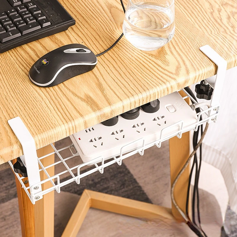 Under Desk Wire Basket Shelf Cable Management Storage Rack Under Table Cord Organizer Rack Office Living Room Wire Cable Basket