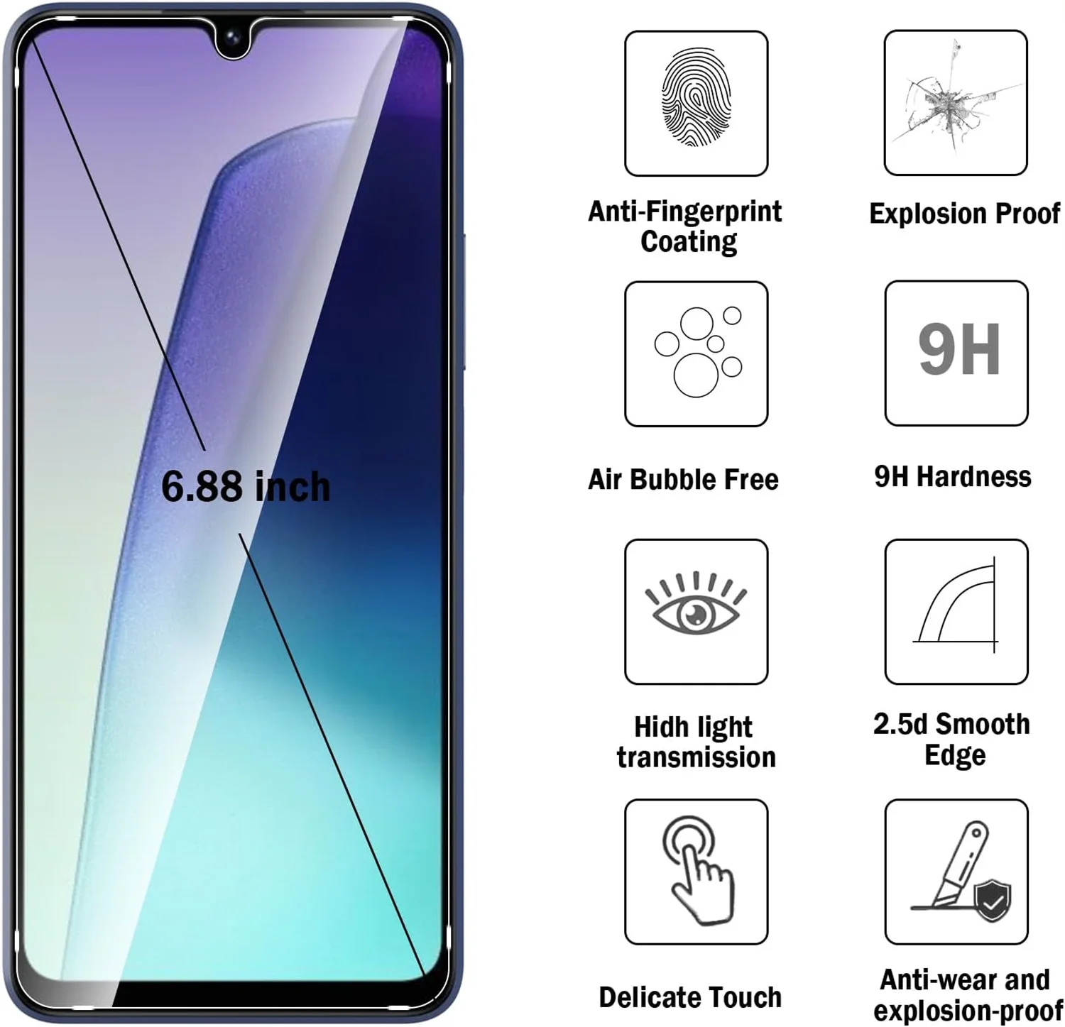 

Screen protector For Redmi 14C Tempered Glass 9H Transparent Clear Anti Scratch