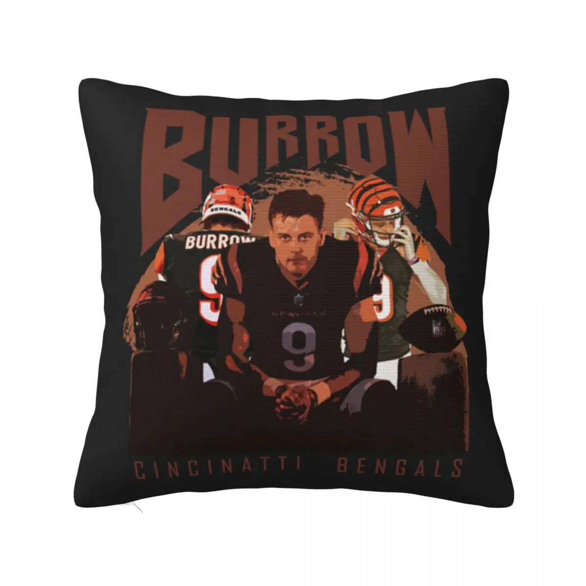 Joe Burrow Cincinnati Bengals Square Pillowcase Pillow Cover Cushion Zip Decorative Comfort Throw Pillow for Home Bedroom