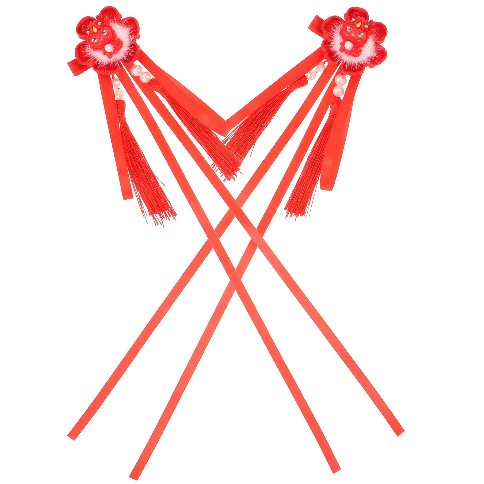 

1Pair Hair Clips Tassel Hairpins Chinese New Year Dragon Design Women's Hair Accessories Styling Tool for Parties Weddings