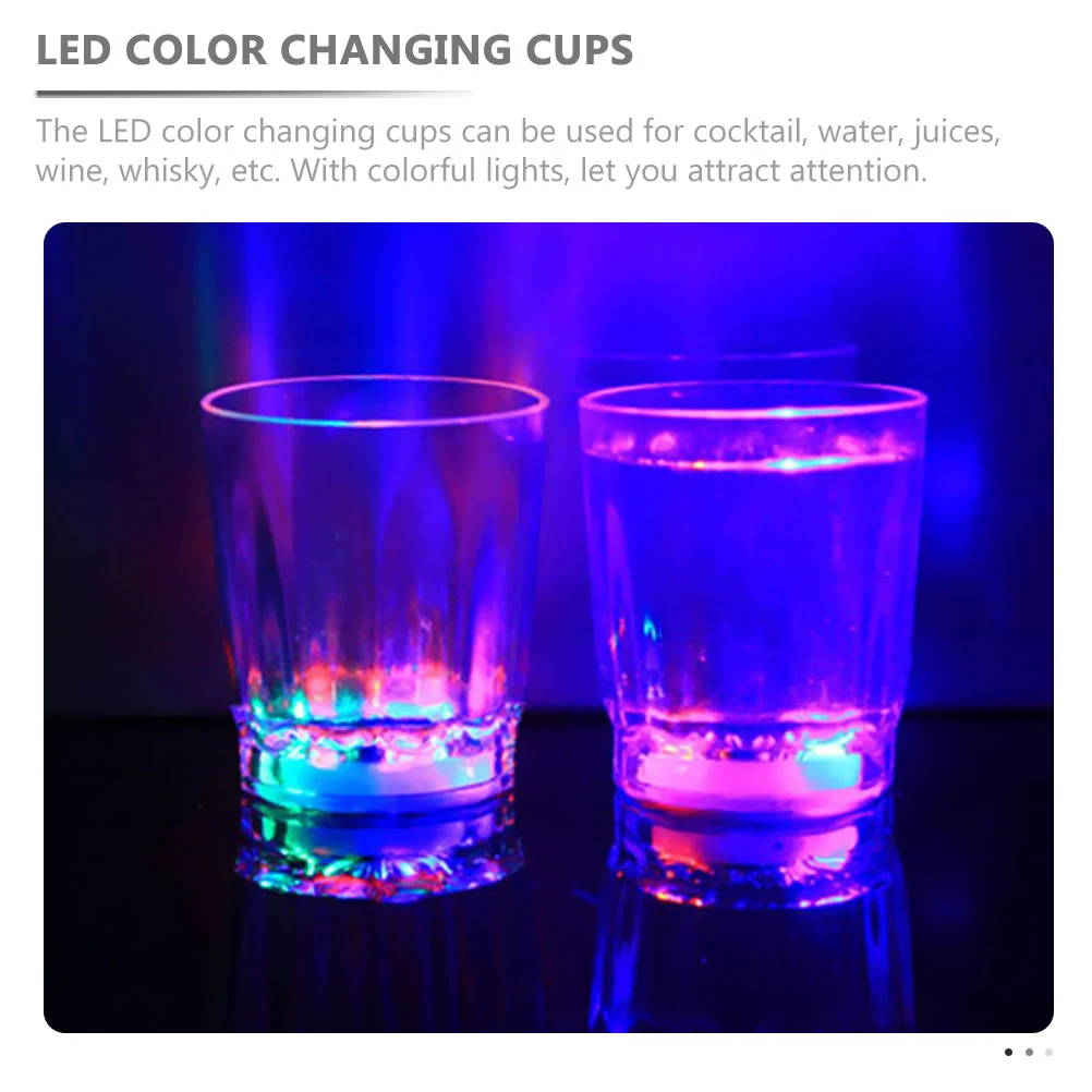 6 Pcs LED Glowing Glass Whiskey Glasses Shot Plastic Drinking Cup Cups