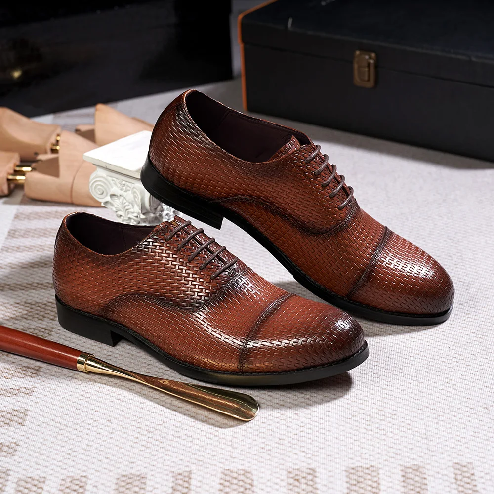 Fashion Business Leather Suede Formal Single Triple Joint Braided Embossed Cowhide Men's Casual Shoes Loafers British Men's Shoe