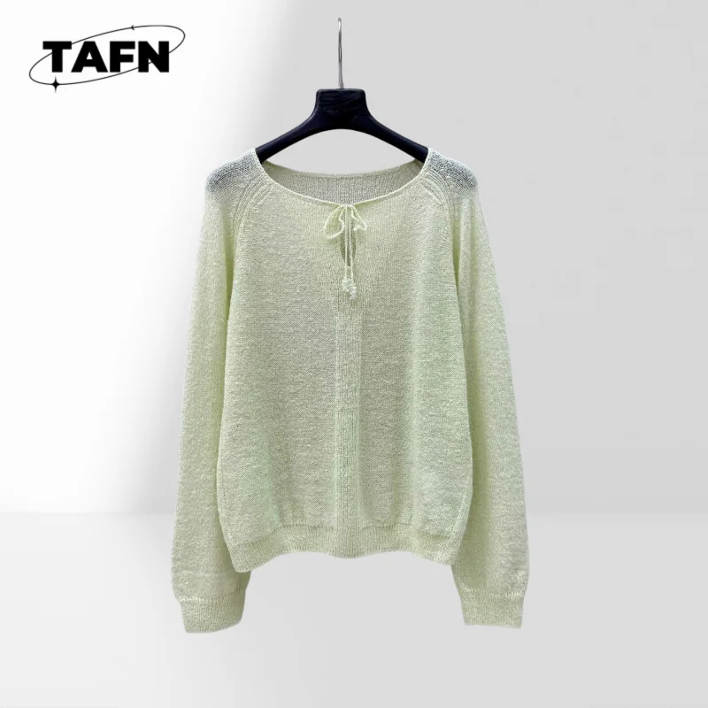 

Classic round Neck Tied Design Plush Yarn Light Soft Glutinous High Street Beautiful Trendy Comfortable AG1507