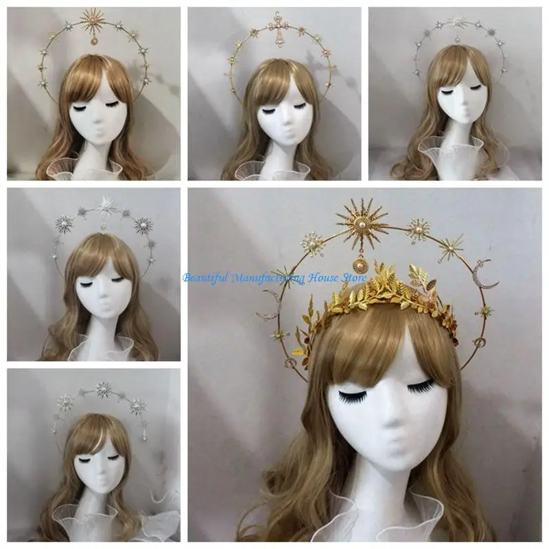 

E56A Crown Vintage Headband Gold Silver Baroque Crown