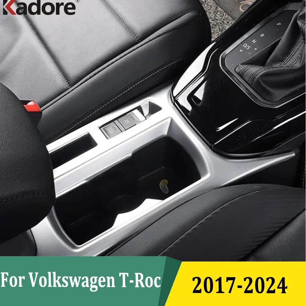 For Volkswagen VW T-Roc TROC 2017-2024 Front Water Cup Holder Trim Cover Frame Car Interior Decorative Accessories