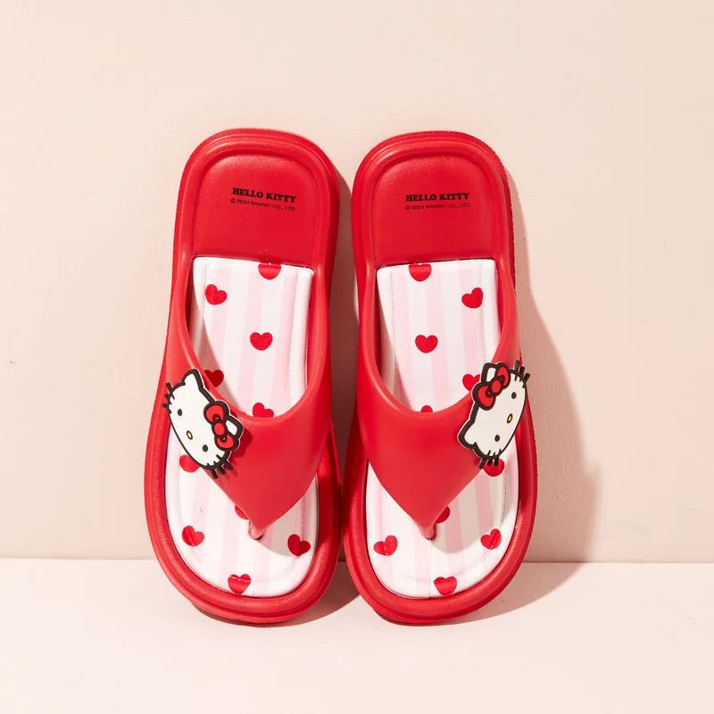 Sanrio Hello Kitty Flip Flop Girls Summer Outdoor Indoor sandali piatti Kuromi My Melody Cartoon sandali da spiaggia Fashion Soft Sole