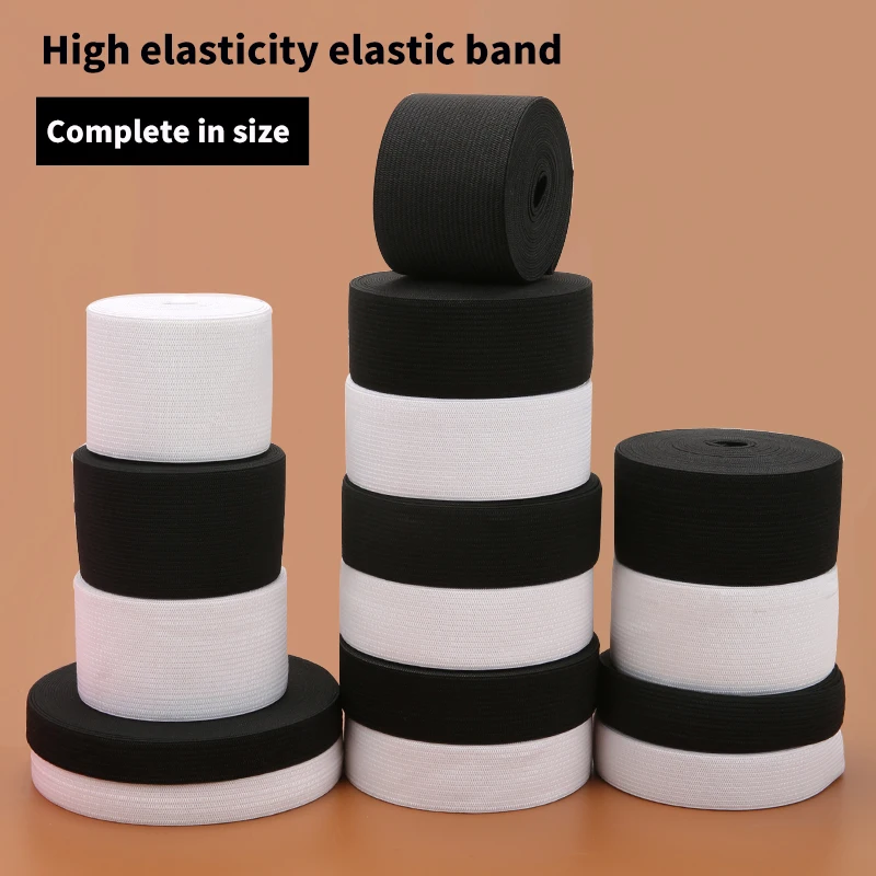 10mm/15mm/20mm/25mm/30mm/35mm/40mm/45mm/50mm White Black Nylon High Elastic Bands Garment Trousers Sewing Accessories