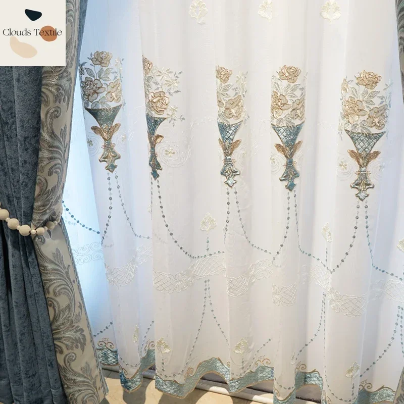 

Custom Size！！European Chenille Simple Solid Color Cashmere Cloth Blackout American Curtains for Living Dining Room Bedroom Decor