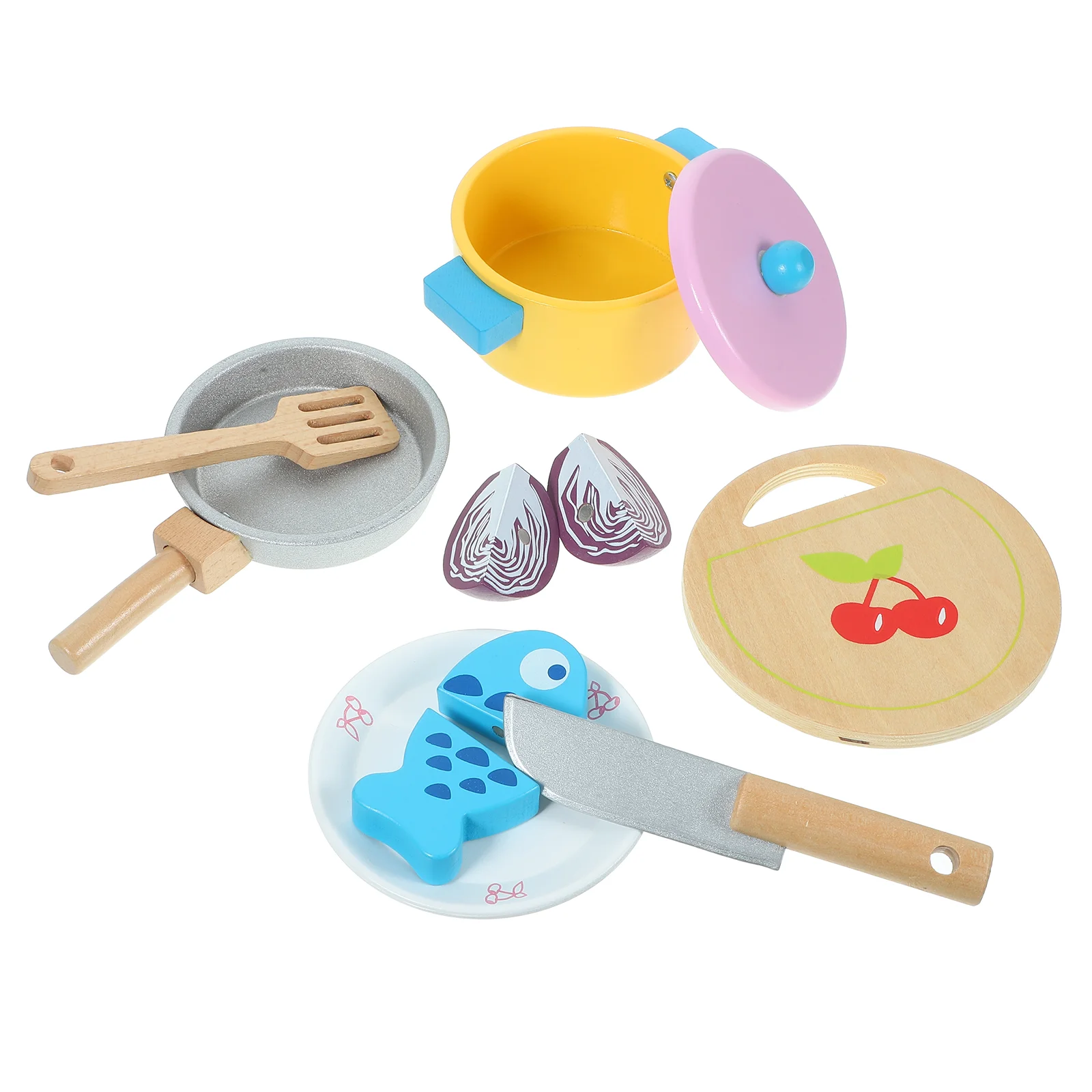 

Kitchen Toys Dollhouse Utensils Cutting Board Miniatures Frying Pans Cooking Accessories Combination Room