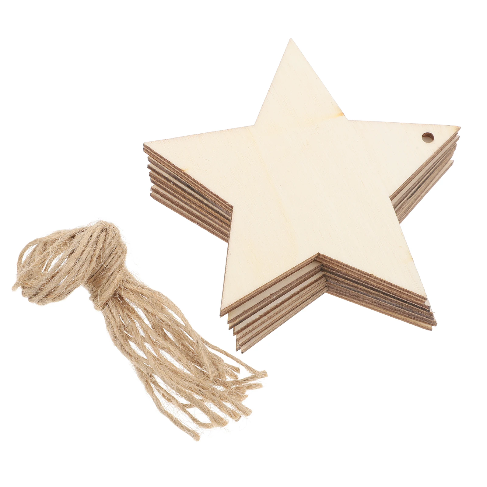 

50 pcs Wooden Pendant Christmas Tree naments Pentagram Hanging Craft Supplies Christmas Wooden Pendant Reusable Solid Wood DIY