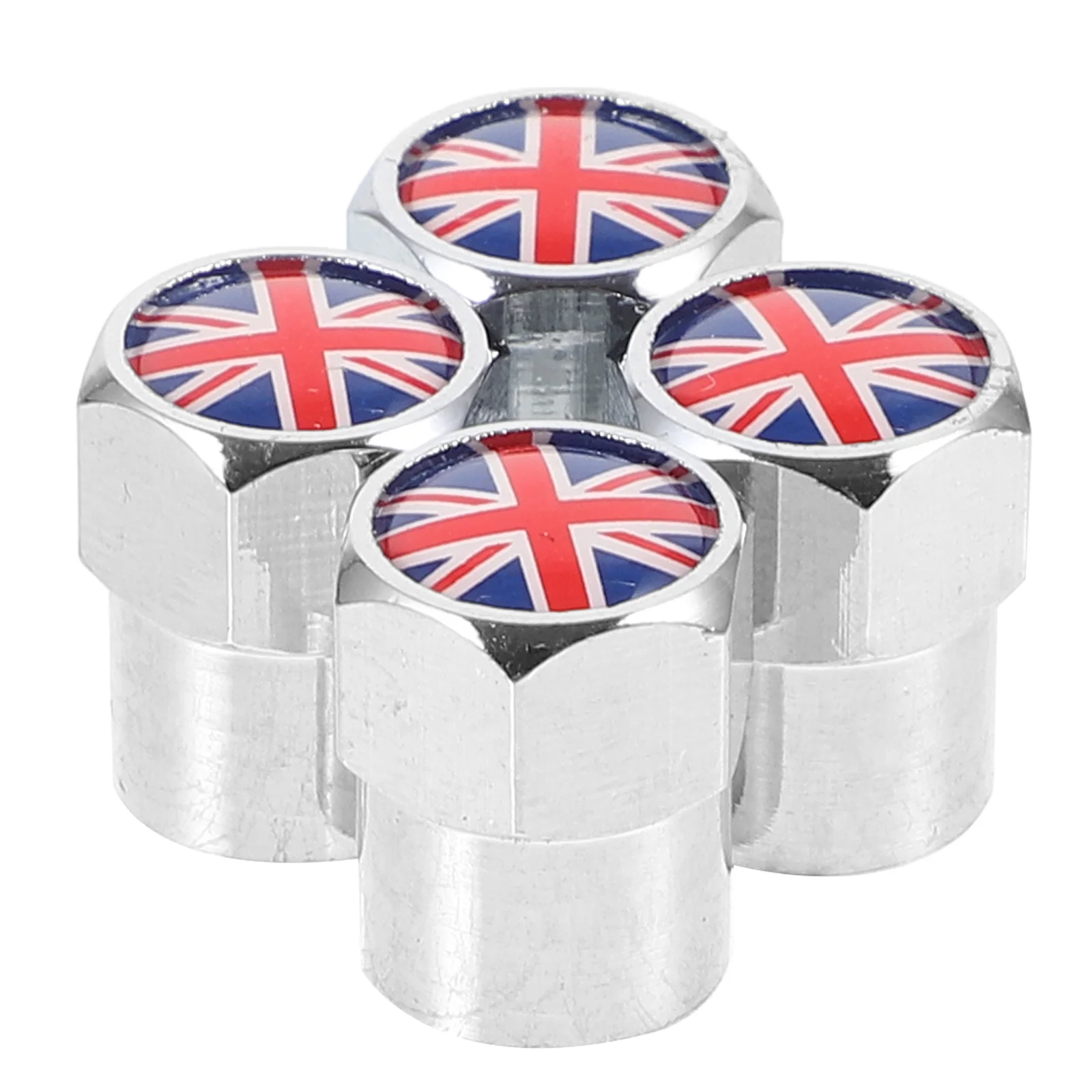 

4 шт. стильные колпачки на ниппель автомобильных шин с флагом Великобритании, из нержавеющей стали, прочные, простые в установке, автоаксессуары