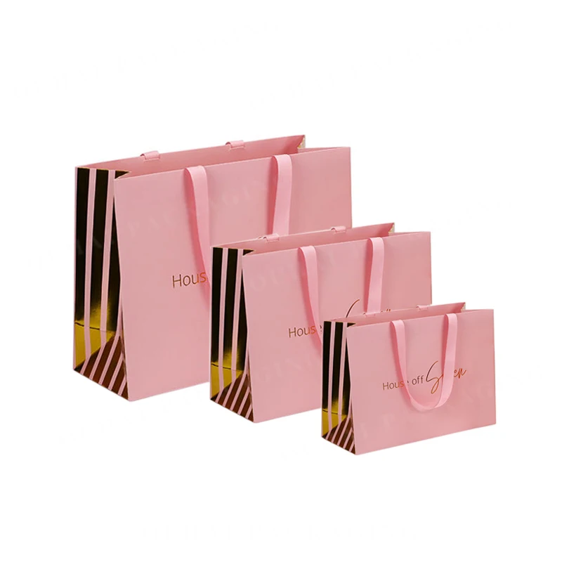 Customized product、Custom Printed You Own Logo Personalized Pink Matte Laminated Retail Shop Store Shopping Euro Tote Paper Bag