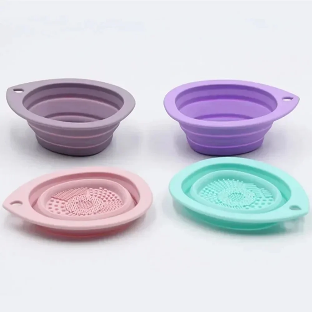 Silicone Makeup Brush Cleaning Bowl Foldable Washing Scrub Mat Portable Cosmetic Brush Cleaner Tool Beauty Makeup Brushes Sponge view 6