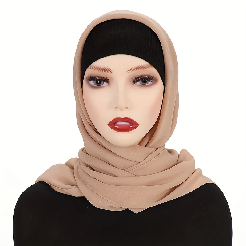 110*110cm Chiffon Square Hijabs Scarf For Woman Muslim Turban Hat Islam Headscarf Women Plain Veil Jersey Hijabs Ramadan