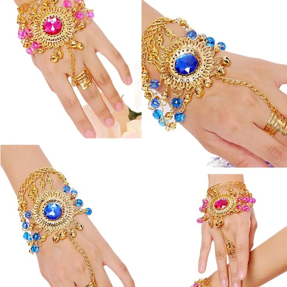 Cuentas de baile indio para espectáculo, anillo bohemio, accesorios de rendimiento, disfraces de danza del vientre, pulsera de diamantes, accesorios de baile