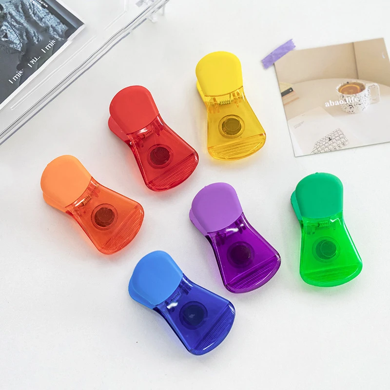 6PCS Classic Wide Bag Clips Magnetic Plastic Clips, Fridge Magnet Refrigerator Whiteboard Wall Fridge Magnetic Memo Note Clips