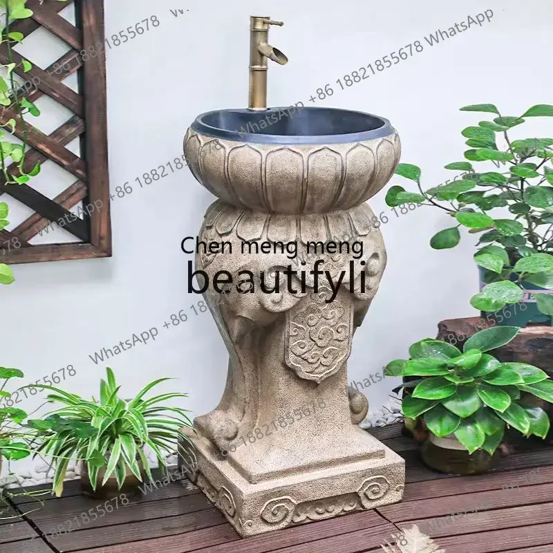 New arrive Outdoor column basin, creative column type washbasin outdoor, yard sink
