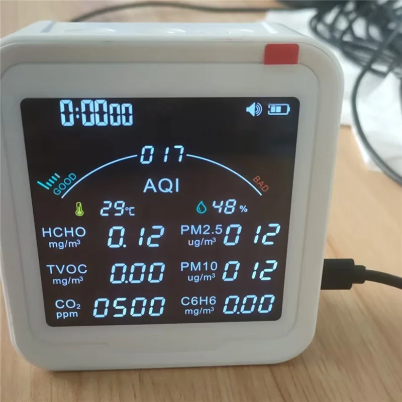 Tuya Wi-Fi CO2 HCHO H6C6 TVOC PM2.5 PM10 метр термометр гигрометр часы будильник монитор загрязнения воздуха PTH-9BW-TCES