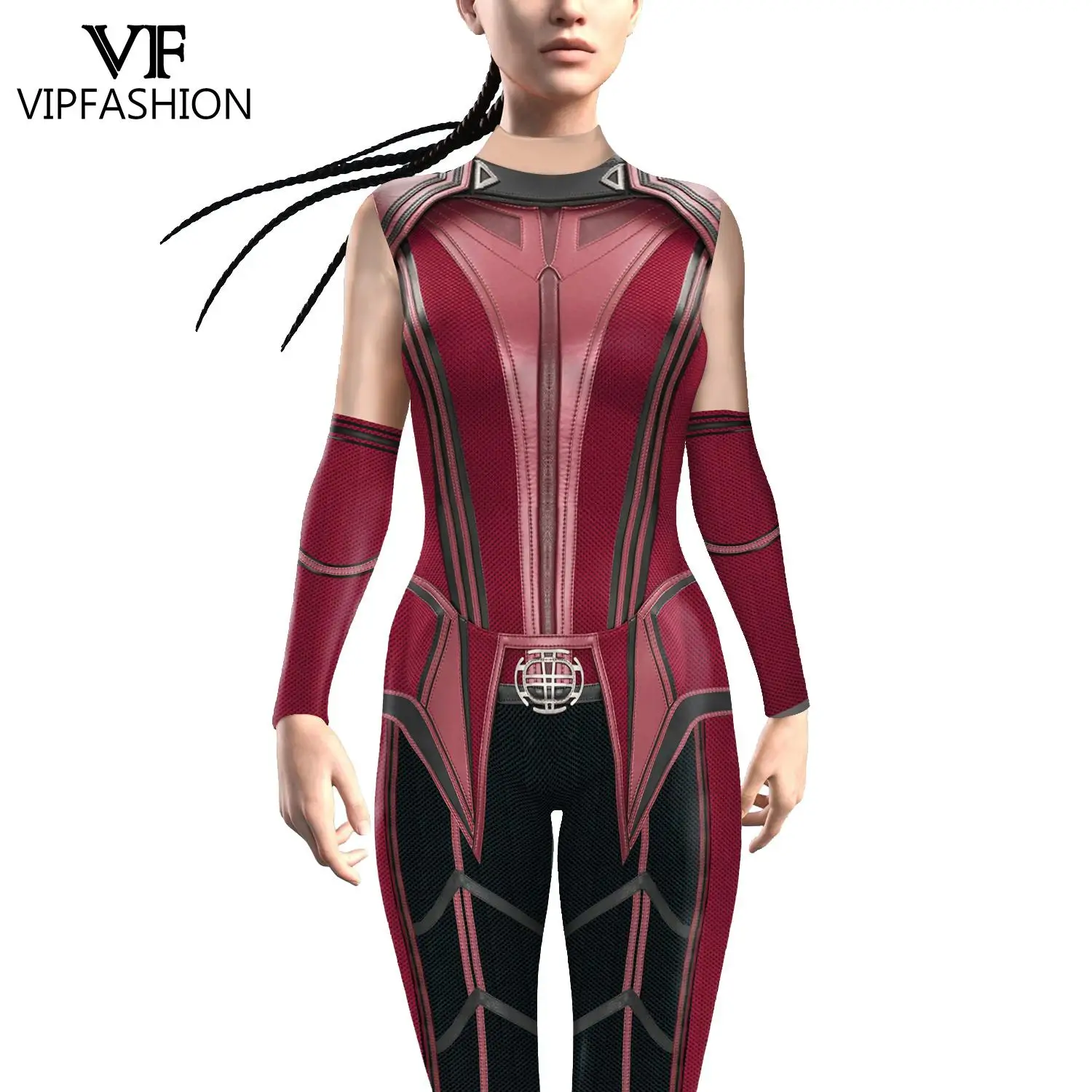 VIP FASHION-Costume de Sorcière Rouge pour Femme, Vêtements Sexy Zentai Imbibés, Catsuit de ixde Vacances, Carnaval, Halloween