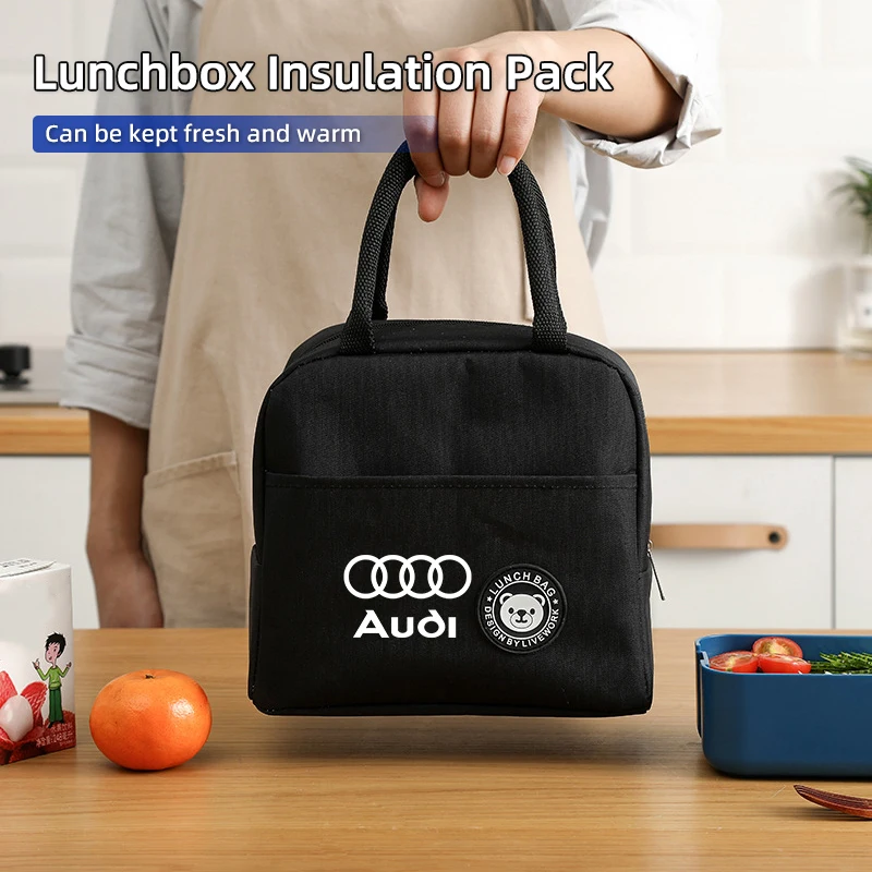 

Car LOGO Portable Bento Bag Lunch Insulated Lunch Box Outdoor Picnic Bag For Audi Q5 Q7 Q3 A3 A4 A6 A5 A1 S1 S3 S4 RS5 RS6 A7 A8