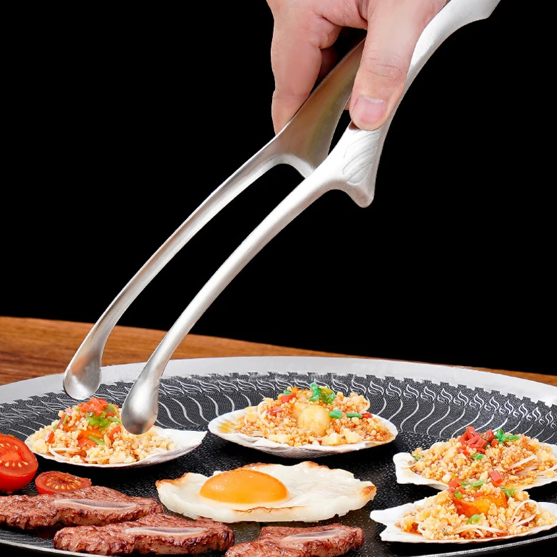 

430 Stainless Steel Food Tongs Korean Barbecue Bbq Steak Clip Multi-purpose Food Clips Kitchen Gadgets Barbecue Accessories