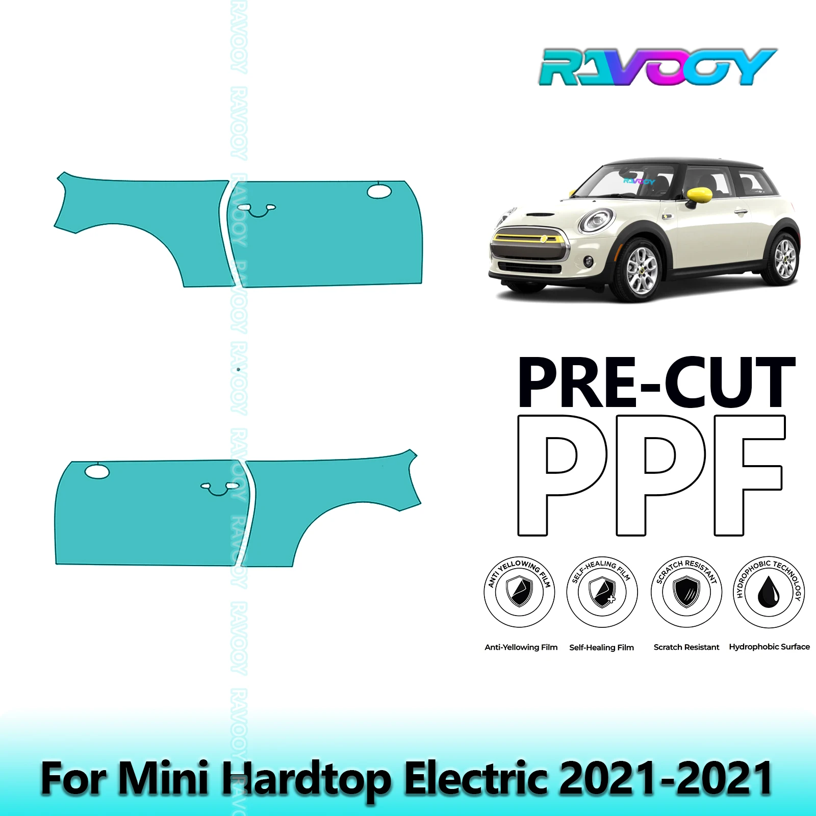 

For Mini Hardtop Electric 2021-2021 8.5mil Clear Matte Pre-Cut PPF Door & A/B Pillar Kit TPU Paint Protection Film Set