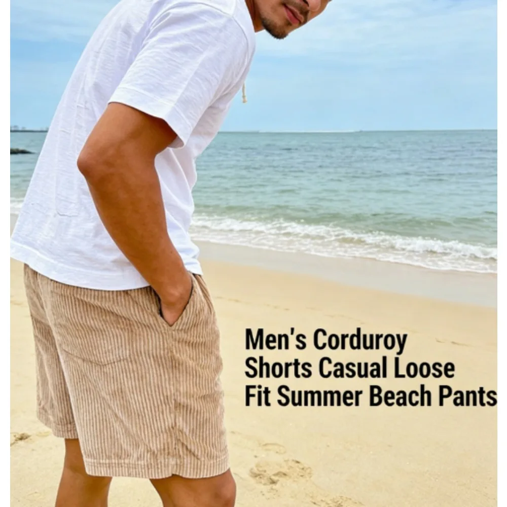 

Мужские вельветовые шорты 2026 года с ретро-вышивкой для активного отдыха, спорта, туризма, пляжа и кемпинга