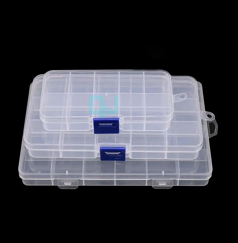 10/15/24 Fixed Grids Clear Plastic Storage Jewelry Box Compartment Container for Beads Crafts Jewelry Tackles Earring Box