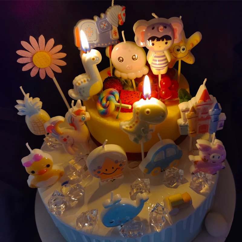 Theme Birthday Candle Cake Decoration Animal Children