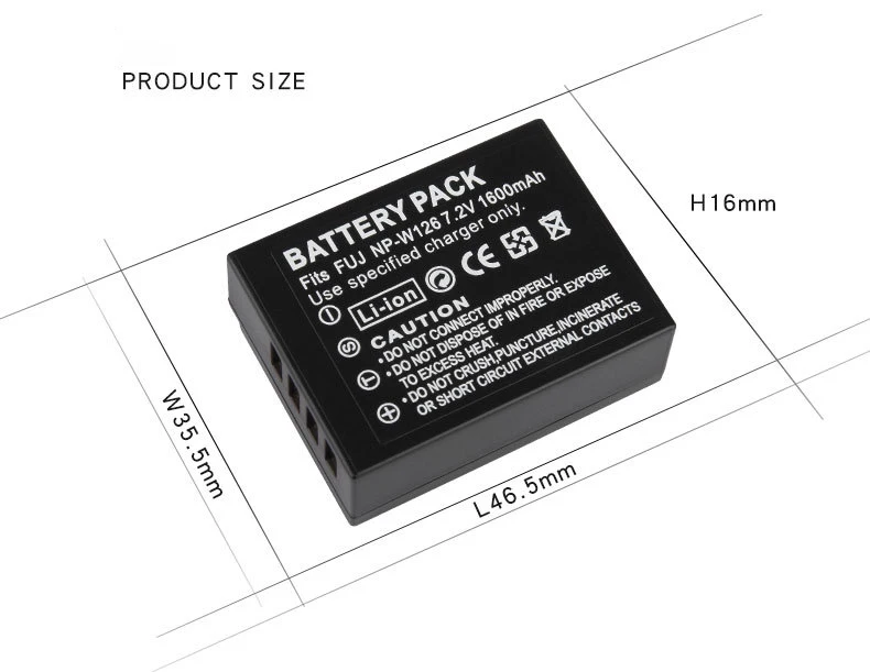 1600mah NP-W126 NP W126 NPW126 Replacement Camera Battery for Fujifilm FinePix HS30EXR HS33EXR HS50EXR X-A1 X-E1 X-E2 X-M1