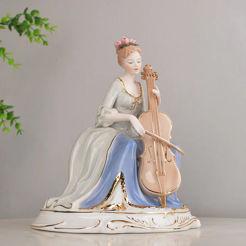 European ceramic cello women's decoration modern home living room bedroom decoration ornament gift