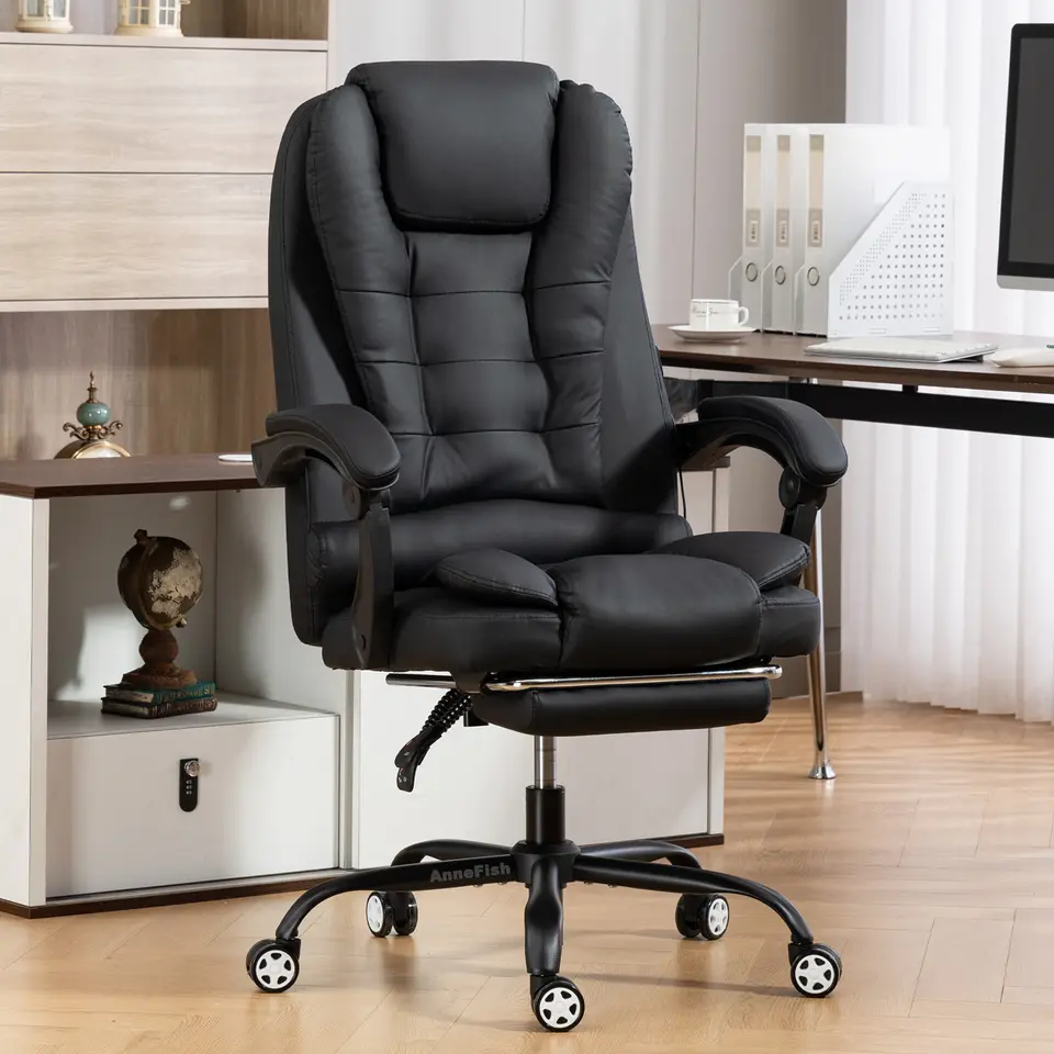 AnneFish Large Executive Office Chair with Liftable Armrests Ergonomic Swivel Desk Chair  Height Adjustment - 5