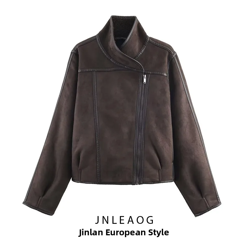 

Сводная двусторонняя верхняя одежда Jaet для женщин, осенняя новинка, универсальный дизайн, пальто с застежкой-молнией, полиэфирное волокно