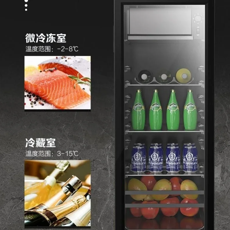 Barra de hielo, transparente, puerta única, frigorífico, hogar, pequeño, frigorífico, comercial, oficina