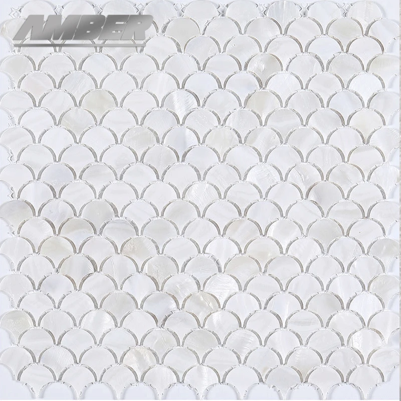 Shell Mosaic Tile Natural White Mother of Pearl Wall Backsplash Bathroom Tiles fish scale sheet