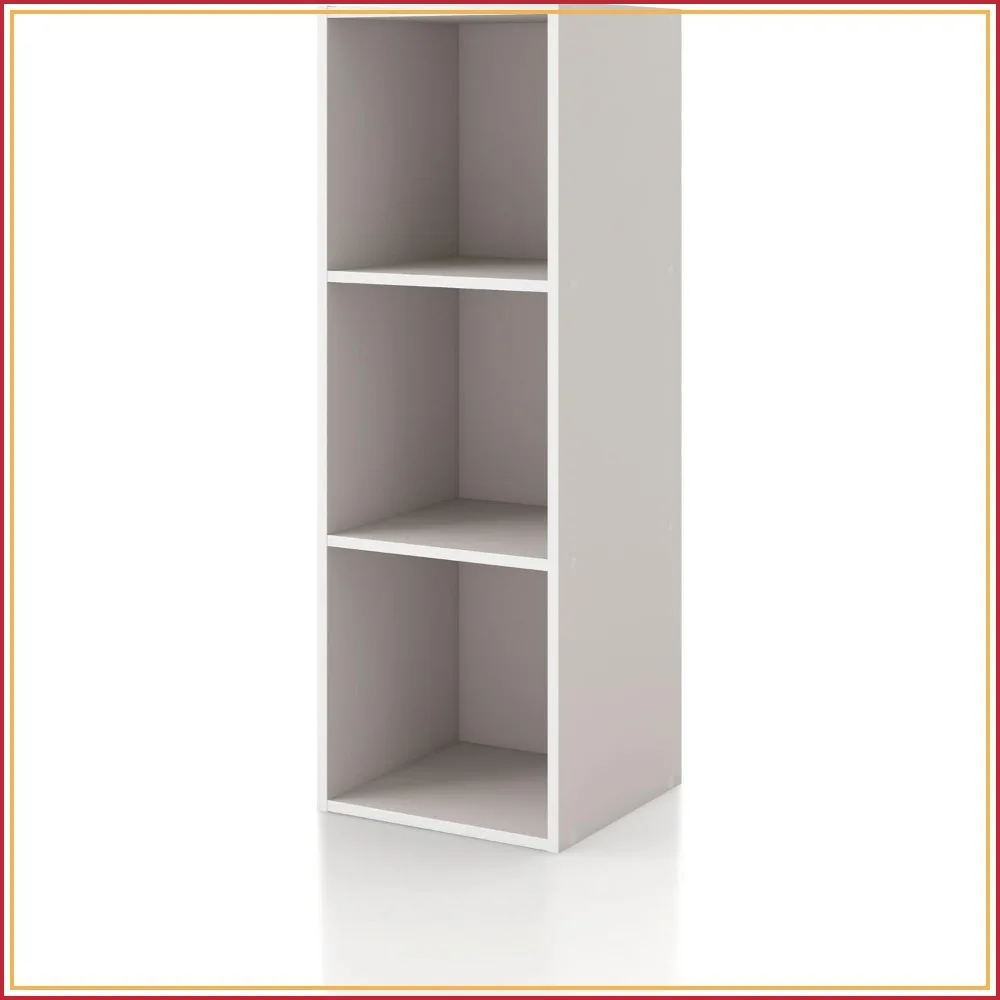3-Cube Wood Storage Organizer Shelves Stackable, Fits Cubby Bins Dorm, Home Office