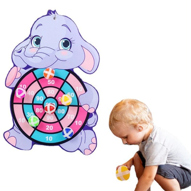 

1 шт., развлекательная доска для дартса для детей с 3 липкими шариками, спортивные игры для занятий спортом на открытом воздухе, вечерние игры, доска для дартса с мультяшными животными, игрушки