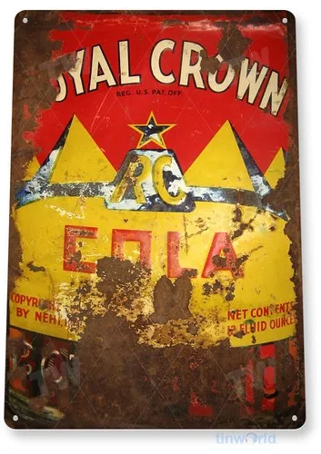 Letrero Metálico Royal Crown RC, Estilo Retro, con Diseño de Refresco de Cola, para Cocina, Bar, o Casa de Campo, Modelo A160