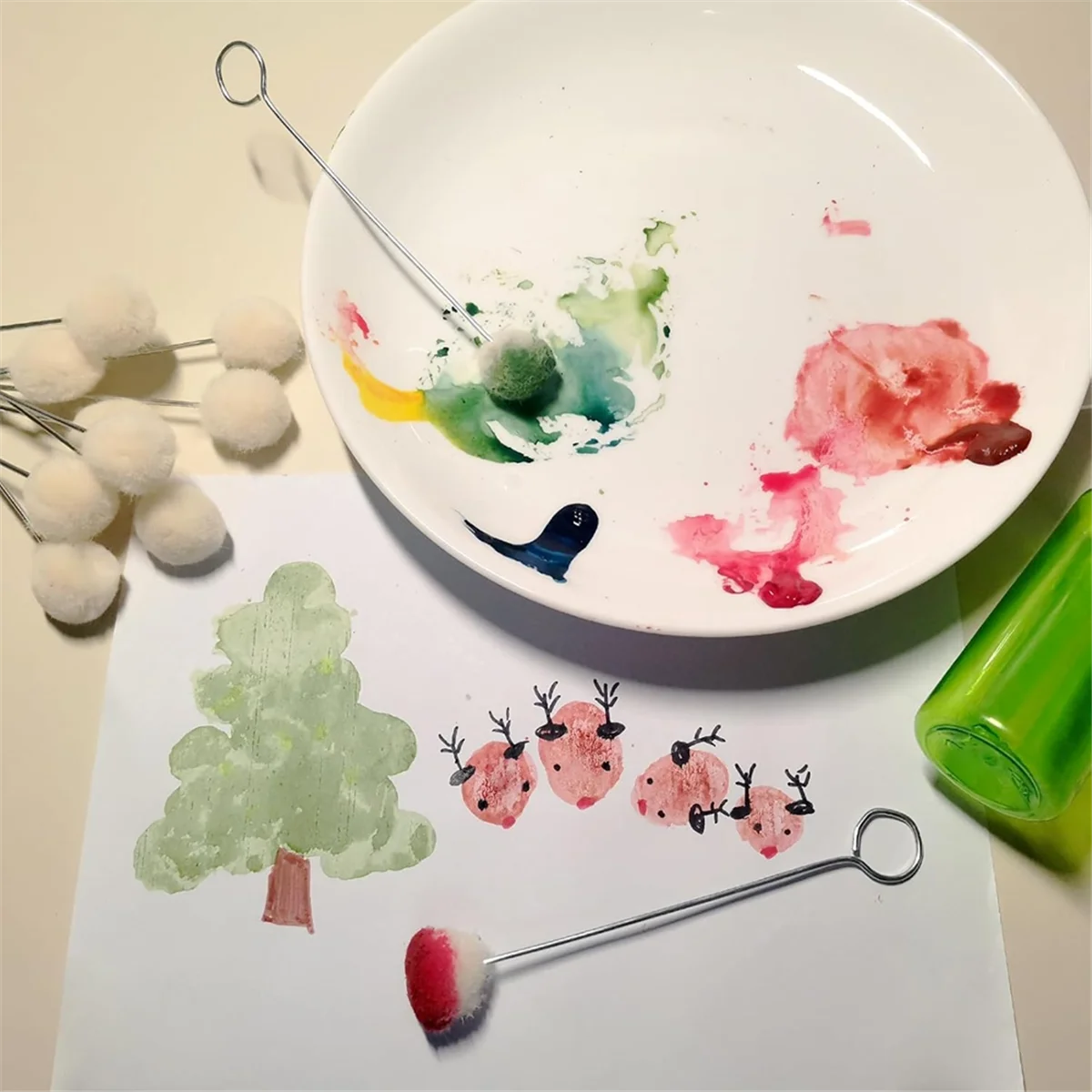 Y31A 200개 울 다우버, 가죽 염색용 울 볼 브러쉬, 금속 손잡이 포함, 가죽 공예 DIY 프로젝트용