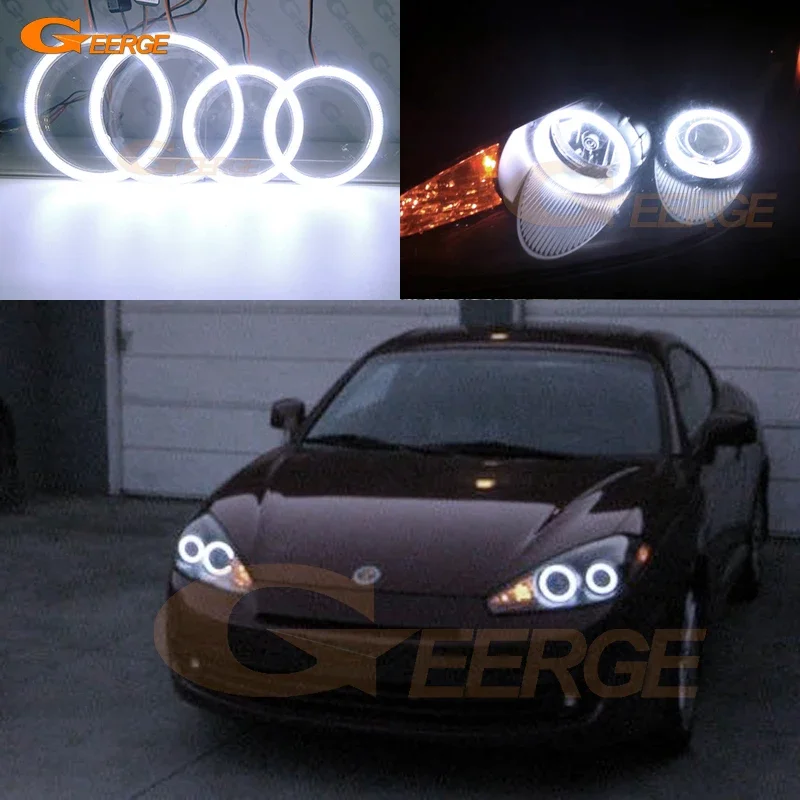 

Для Hyundai Tiburon Tuscani Coupe SIII GK FL2 2007 2008 2009, отличный дневной свет, ультра яркий COB Led Angel Eyes Kit Halo Rings