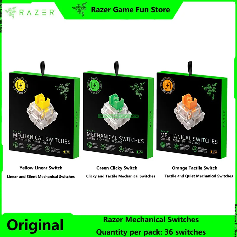 Razer Mechanical Switches Gen-3 Quantity Per Pack: 36 Switches, For BlackWidow V4 75% Mechanical Gaming Keyboard