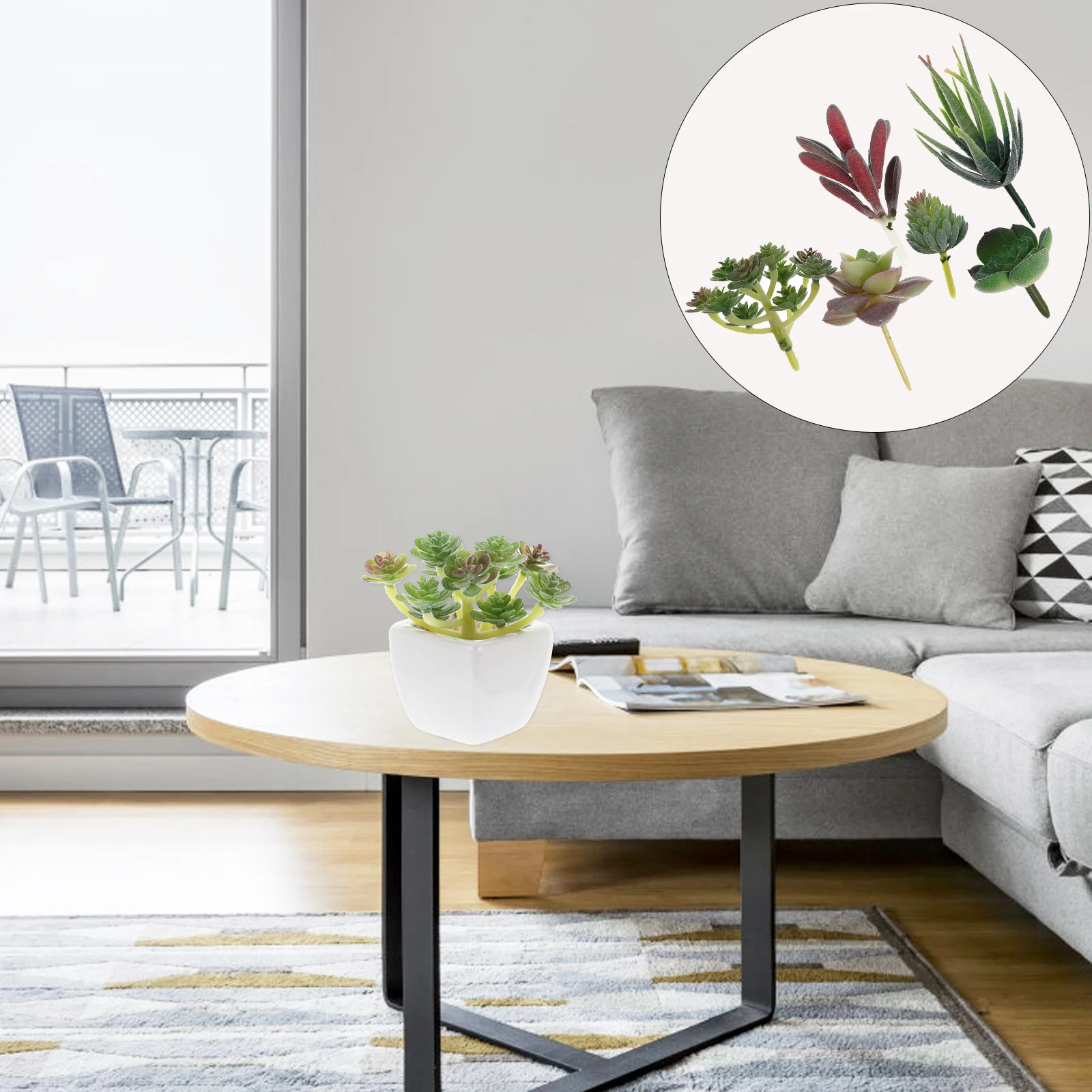 

6pcs Artificial Succulent Plants Decorative DIY Home Accessories Bright Colors Mixed StyleFake Plants Living Room Office Shop