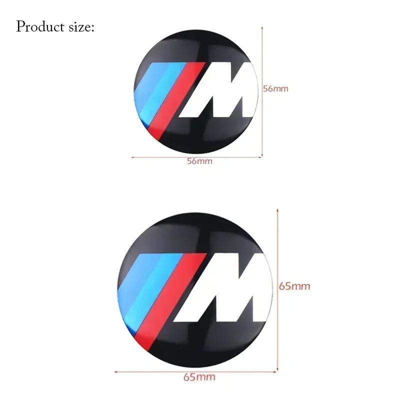 4Pcs 56mm 65mm Car M Logo Style Hub Center Cover Sticker Accessories For M Power M3 M4 M5 X3 X5 E34 E65 E39 E60 G80 G82 G83