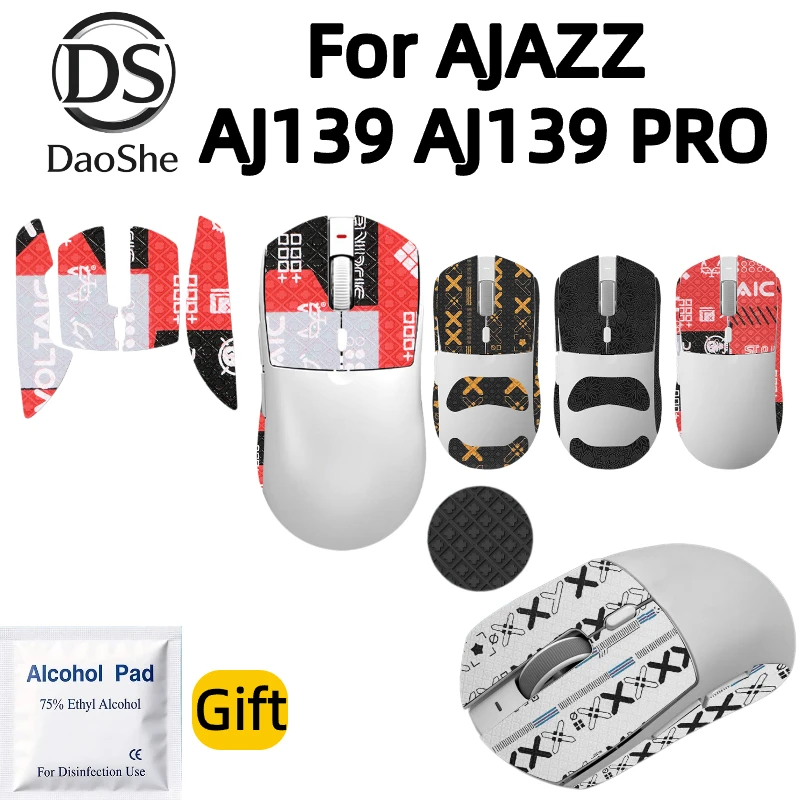 Gaming Mouse Accessory Anti-Sweat Grip Tape + Mouse Feet For AJAZZ AJ139 AJ139 PRO Pre-Cut Non-Slip Decorative Mouse Sticker