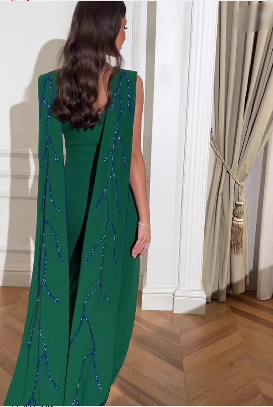 AsaNagi-vestido de noche verde sin mangas para mujer, traje de cuello redondo, largo hasta el suelo, Formal, personalizable, novedad de 2023