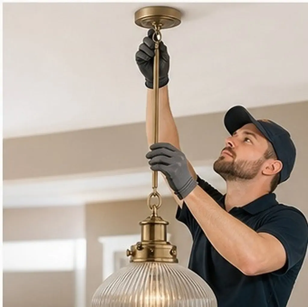 20Cm Chandelier Load-Bearing Rod Premium Metal Bearing Pole with Ring Hook and Hook for Ceiling Light Fixture Support