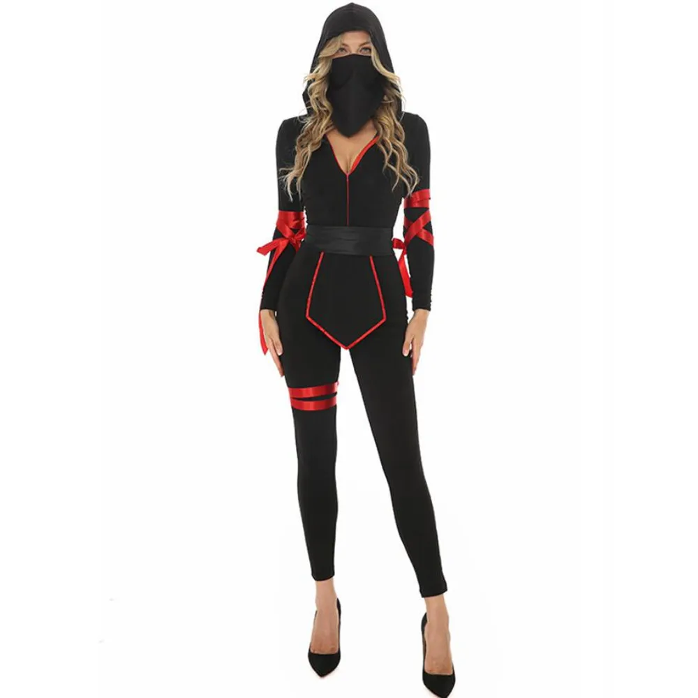 Anime Ninja Cosplay Traje para Mulheres, Terno Sexy, Macacões, Encapuzado, Assassino, Jogo, Festa, Vestido Extravagante, Dia das Bruxas, Adulto