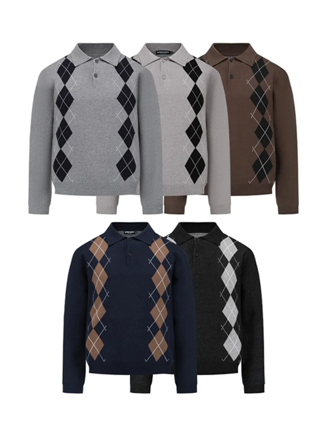 

Мужской вязаный свитер с вышивкой и воротником, винтажный, с длинными рукавами, свободного кроя, на осень-зиму